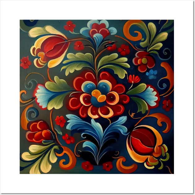 Norwegian Rosemaling-Oil On Canvas #27 Wall Art by Gypsykiss